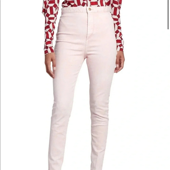 Isabel Marant Nikino High Waist Ankle Tie Skinny Light Pink Jeans Size 6 - Picture 2 of 13